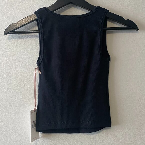 NWT Siella Cotton Rib Square Neck Tank Black - Picture 2 of 12